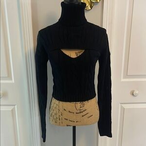 SHEIN Black Cowl Neck Cropped Sweater